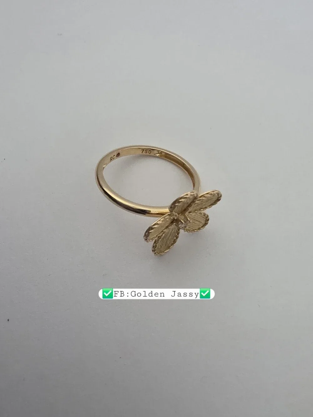 18K Real Gold Flower w/ Stone Ring 6